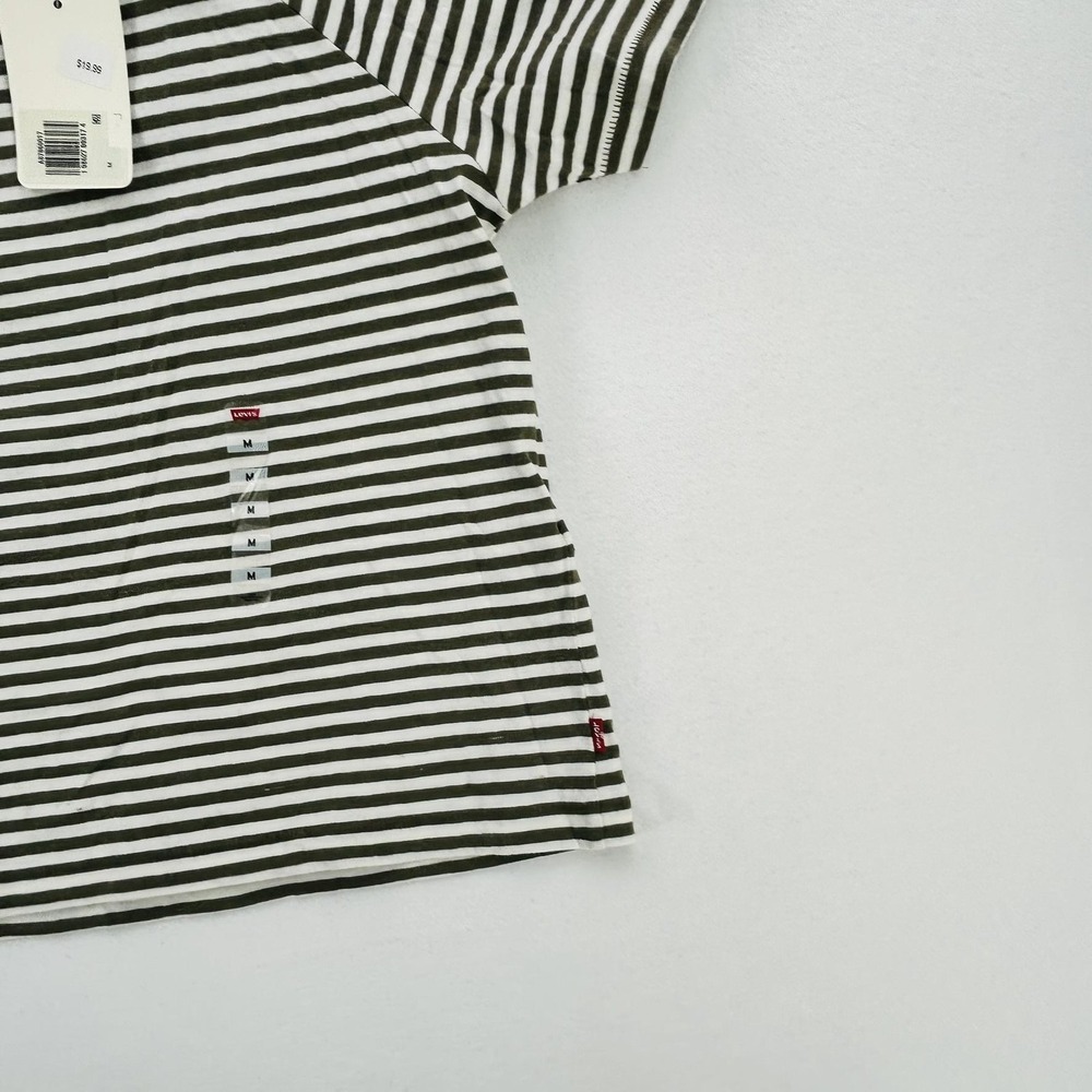 Levi's Shirt Womens Medium Green White Striped Short Sleeve Crewneck Tee NEW - Picture 10 of 16